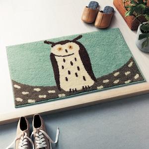 【タイムセール】 しっかりとした踏み心地の北欧調デザイン玄関マット(ふくろう)の商品写真