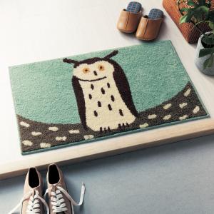 【タイムセール】 しっかりとした踏み心地の北欧調デザイン玄関マット(ふくろう)の商品写真