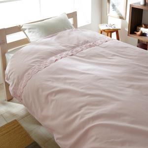 綿混素材のレース付き掛け布団カバーの商品写真