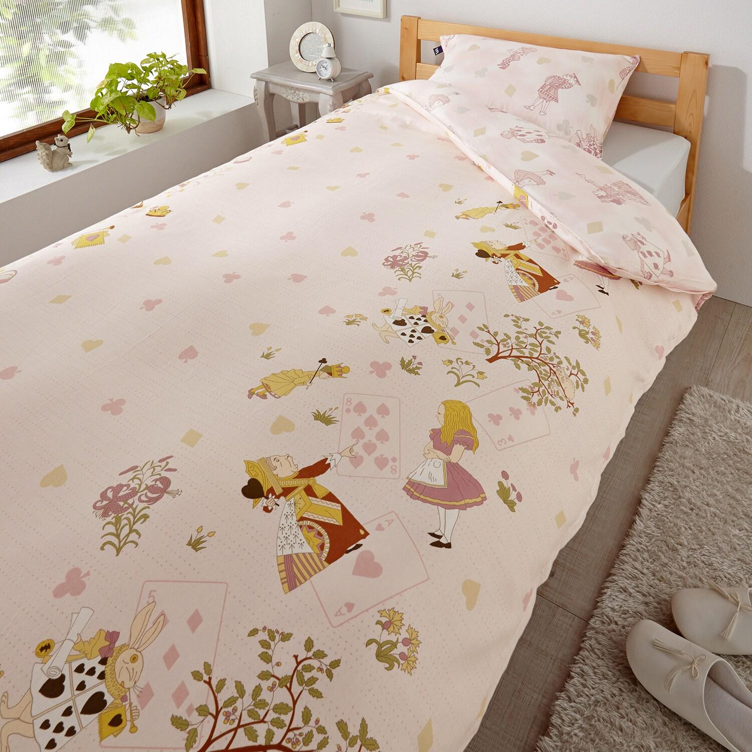 綿素材を使用したアリス柄の掛け布団カバー[日本製]の商品写真