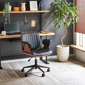 曲げ木のアーム付きモダンパソコンチェアの商品写真