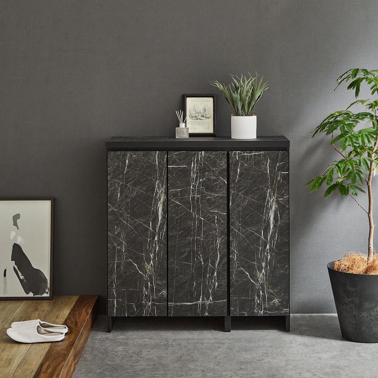 [日本製]大理石調デザインのサイズを選べるモダンシューズボックスの商品写真