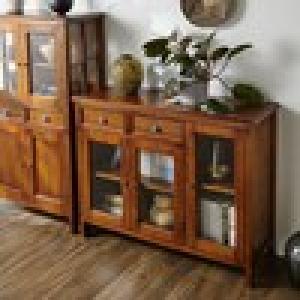 天然木マホガニー材のローキャビネットの商品写真