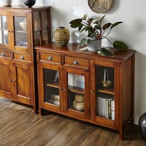 天然木マホガニー材のローキャビネットの商品写真