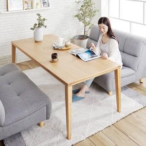 ソファーに合わせられるオーク材のダイニングテーブル <高さ60cm>の商品写真