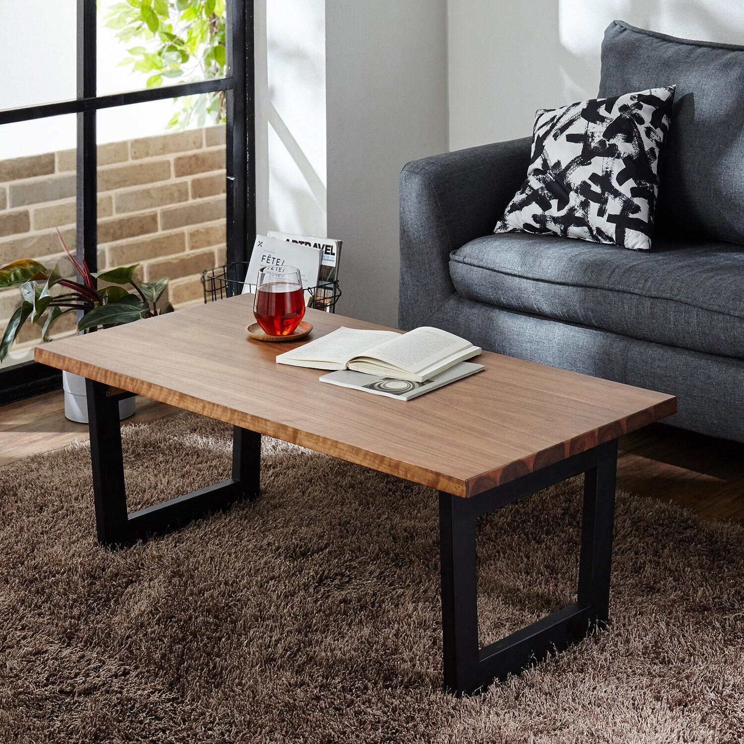 重厚感のあるウォルナット材の折りたたみローテーブルの商品写真