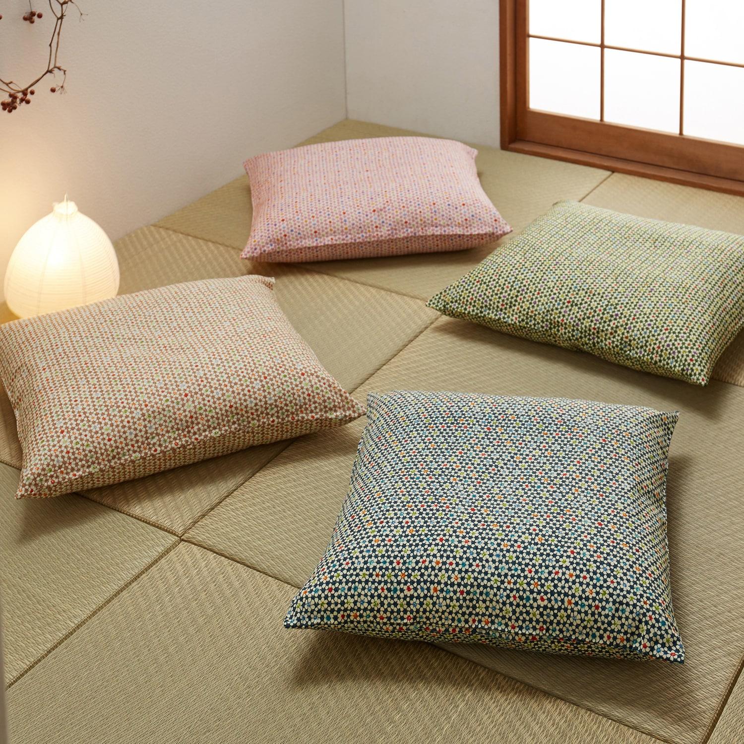 日本製の座布団カバー「花ちりめん」の商品写真