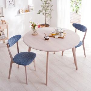 ホワイトインテリアに合うオーク無垢材を贅沢に使用した円形ダイニングテーブルの商品写真