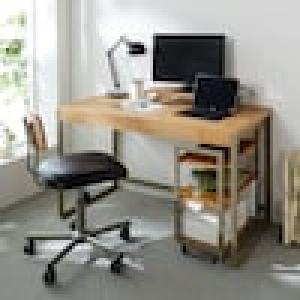 オーク材とアイアンのパソコンデスクの商品写真