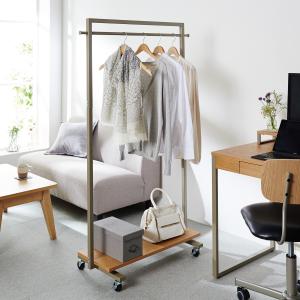 オーク材とシルバーアイアンのハンガーラック <幅90cm>の商品写真