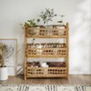 ラタンの3段バスケットの商品写真