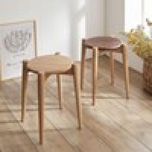 タモの無垢材を使用したスタッキングスツールの商品写真