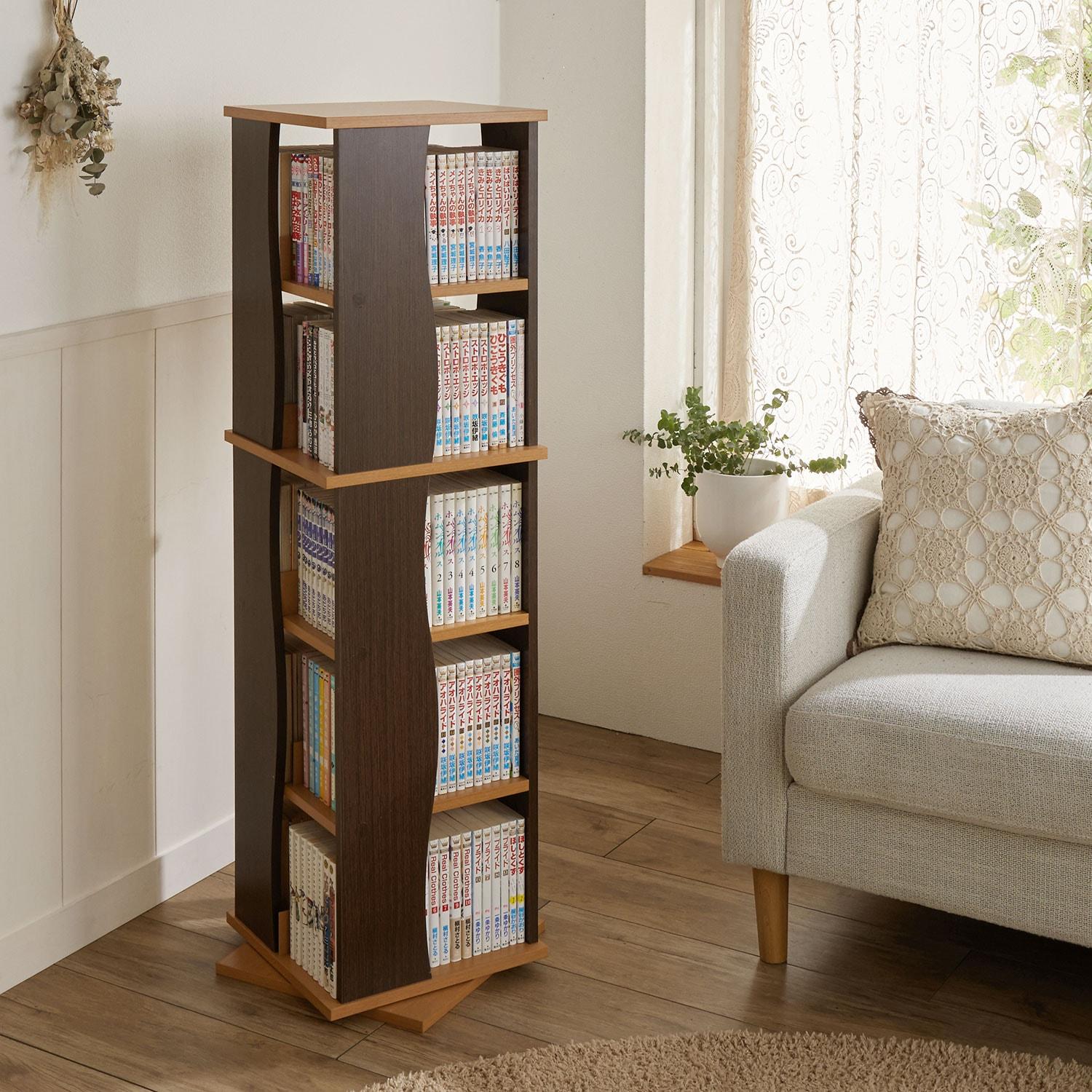 ツートンカラーの回転式本棚の商品写真