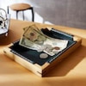 【受注生産】北海道産楢材オイル仕上げのレザーカバー付きトレイの商品写真