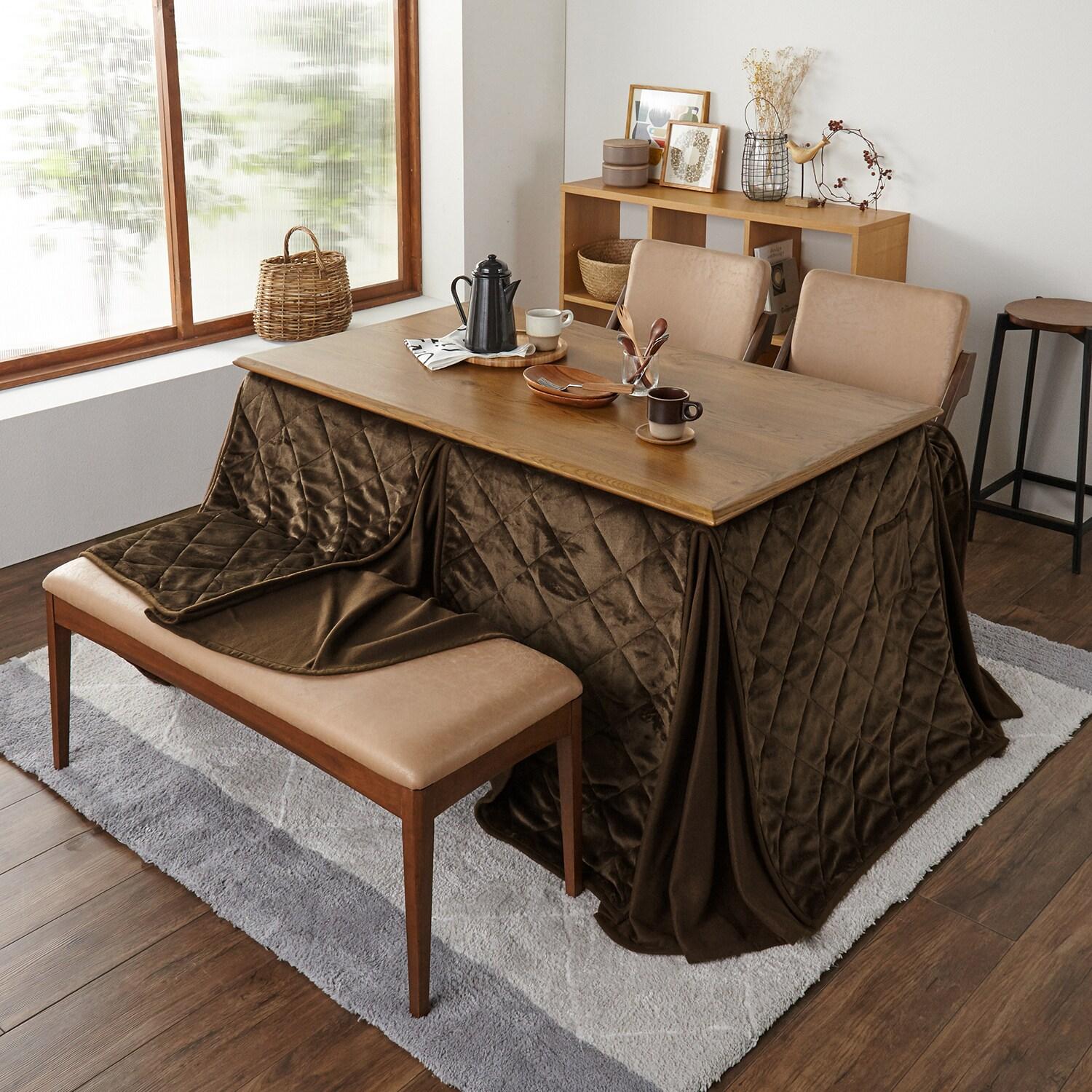 天然木オーク材のダイニングこたつテーブルの商品写真