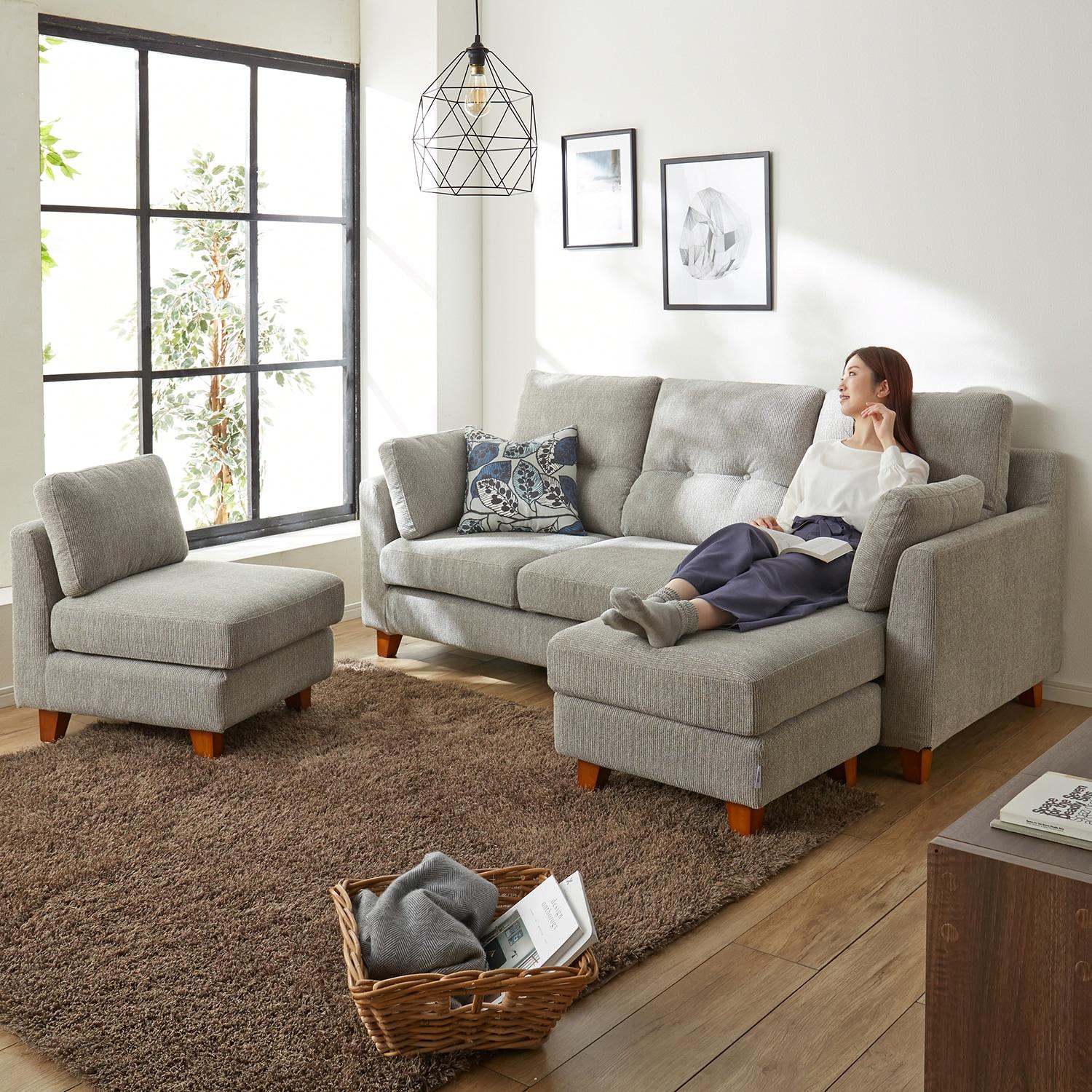 手洗いOK!フルカバーリングソファー <オットマン/背付きオットマン/3人掛け>の商品写真