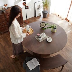 天然木のモダン円形ダイニングテーブルの商品写真