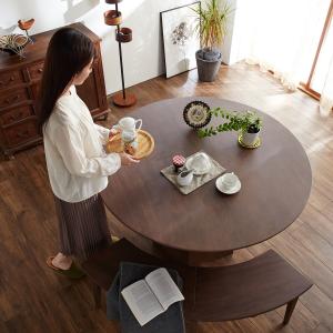 天然木のモダン円形ダイニングテーブルの商品写真