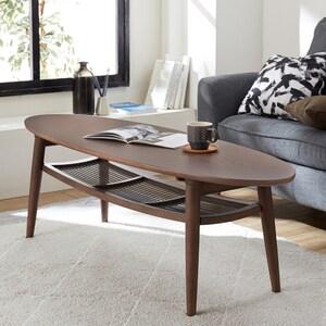 スチール棚板のモダン楕円形リビングローテーブルの商品写真