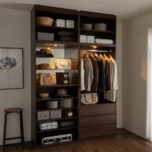 【高さ1cmピッチオーダー】 収納に応じて組み合わせを選べる魅せる木目調ワードローブ専用上置きの商品写真