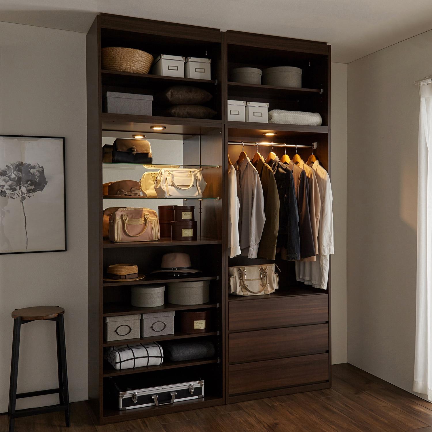 【高さ1cmピッチオーダー】 収納に応じて組み合わせを選べる魅せる木目調ワードローブ専用上置きの商品写真