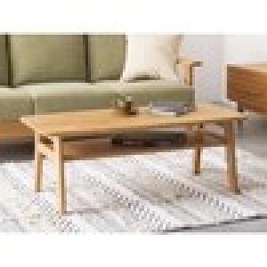 アルダー材の棚付きリビングローテーブルの商品写真