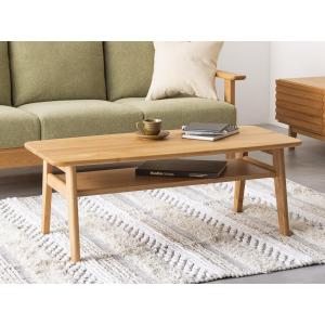 アルダー材の棚付きリビングローテーブルの商品写真