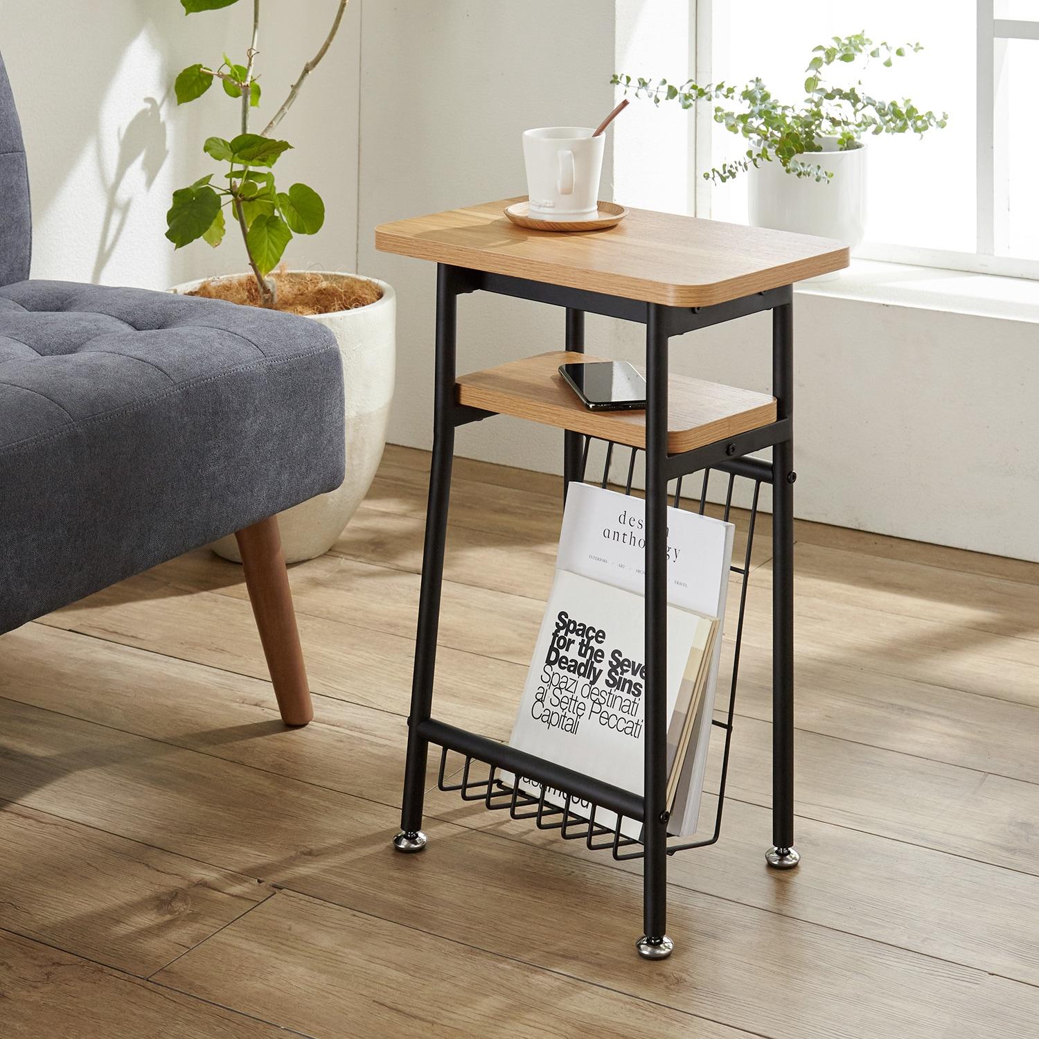 棚・マガジンラック付きサイドテーブル(mildシリーズ)の商品写真
