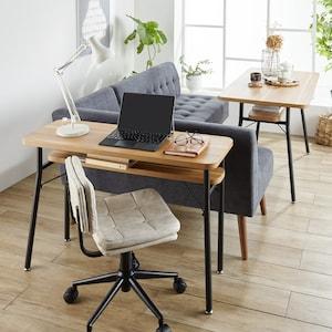 ソファースタイルにぴったりな棚付きパソコンデスク・テーブル(mildシリーズ)の商品写真