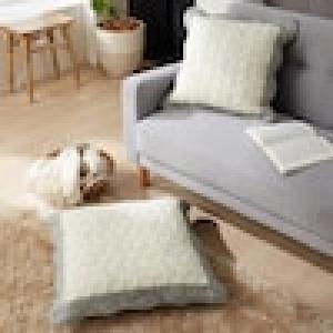 フラワー刺繍のスカラップクッションカバー・座布団カバーの商品写真