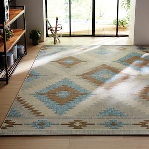 キリムデザインのフラットウィルトン織りラグの商品写真