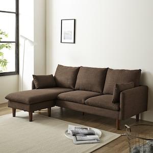 お部屋になじみやすいクッション付きカウチソファーの商品写真