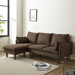 お部屋になじみやすいクッション付きカウチソファーの商品写真