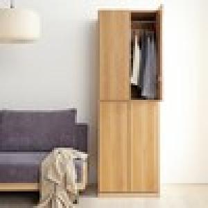[日本製]鍵付き木目調ワードローブの商品写真