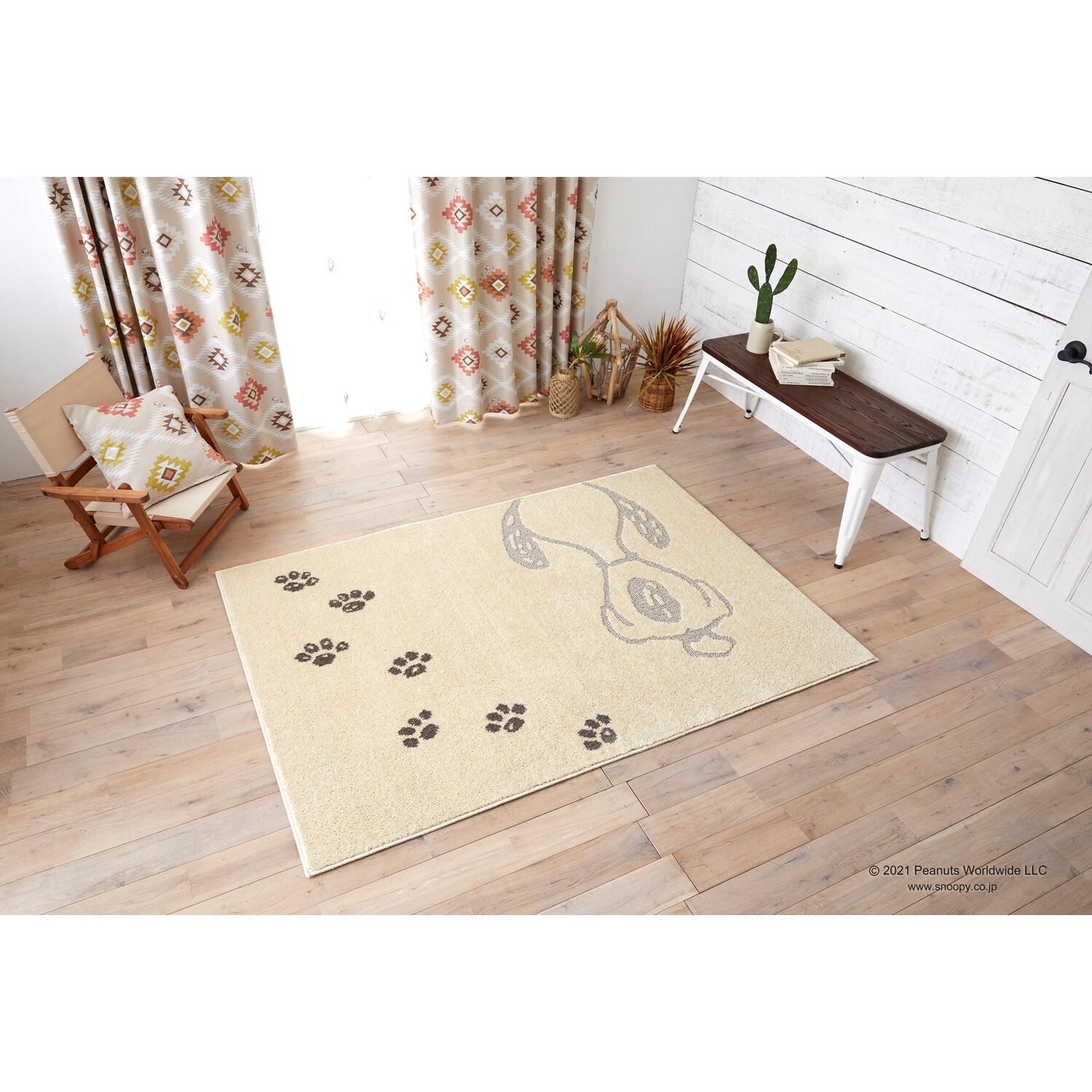 「スヌーピー」防ダニ加工のエリアラグ・あしあとの商品写真