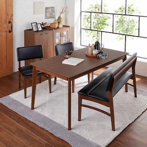 ゆったり座れる合皮の背付きダイニングベンチの商品写真