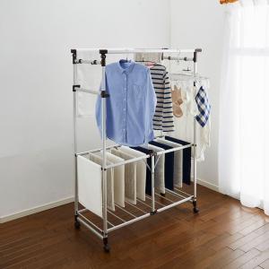 ワンタッチで折りたためる軽量アルミ室内物干し キャスター付きの商品写真