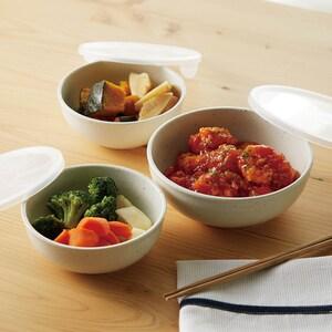 ノンラップ蓋付き陶器保存容器 3点セット[日本製]の商品写真