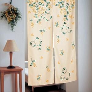 ミモザ柄のプリントのれん「ミッキーモチーフ」の商品写真