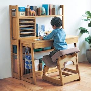 【5月6日までタイムセール】 タモ材の収納にこだわったラック付き学習机の商品写真