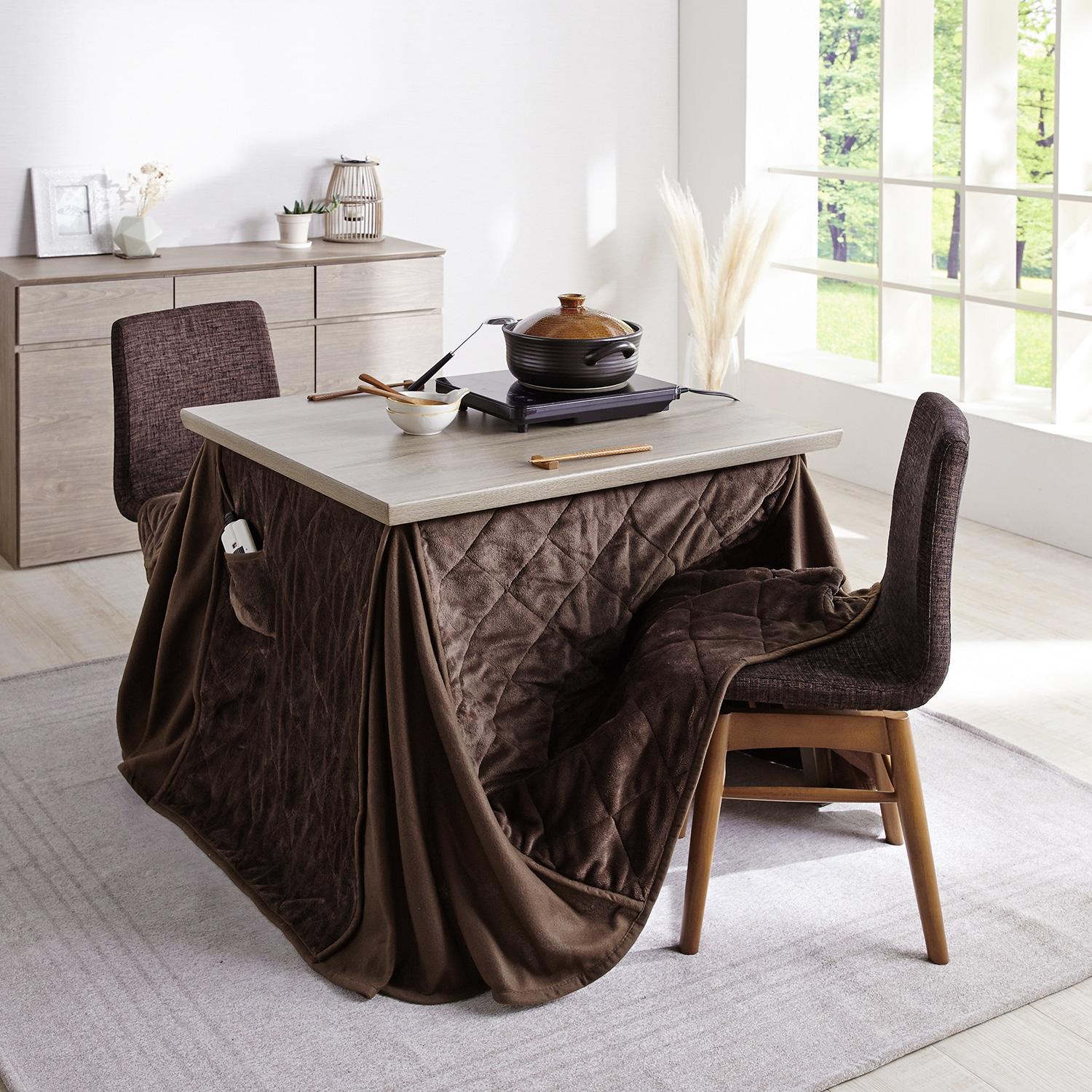 USB & コンセント付きダイニングこたつセット(布団セット)の商品写真