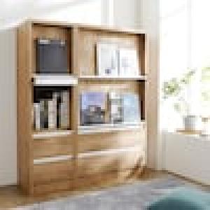 [日本製]フラップ扉の引出し付き薄型収納ラックの商品写真