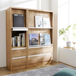 [日本製]フラップ扉の引出し付き薄型収納ラックの商品写真