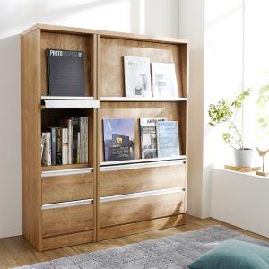 [日本製]フラップ扉の引出し付き薄型収納ラックの商品写真