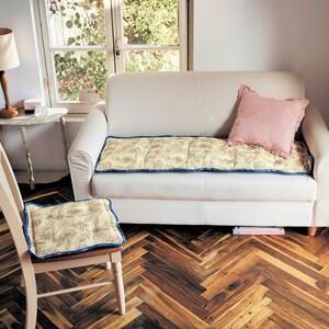 綿素材を使ったリバーシブルシートクッション"刺繍のようなお花畑"「ミニラボ」の商品写真