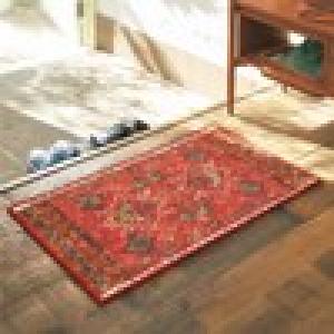 赤が映えるヴィンテージラグのような玄関マット 【汚れが落ちやすい】の商品写真