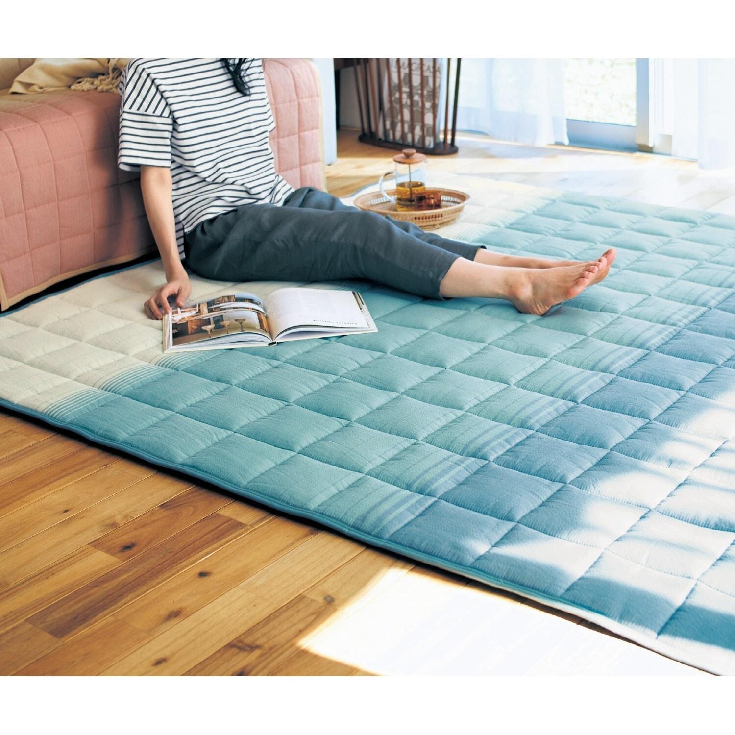 <標準タイプ>綿素材しじら織りのしゃりさらキルトラグの商品写真