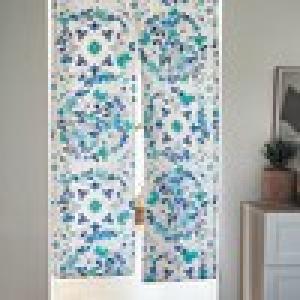 エレガントな両面プリントのれん(オーナメントフラワー)の商品写真