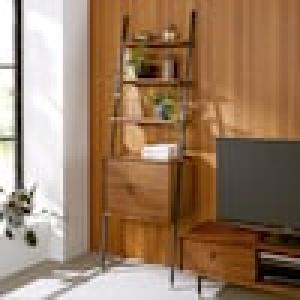 モダンヴィンテージテイストの引出し付きラダーラックの商品写真