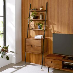 モダンヴィンテージテイストの引出し付きラダーラックの商品写真